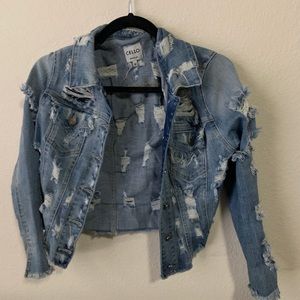 Distressed jean jacket